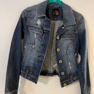 Guess Distressed Denim Jacket, Size Small